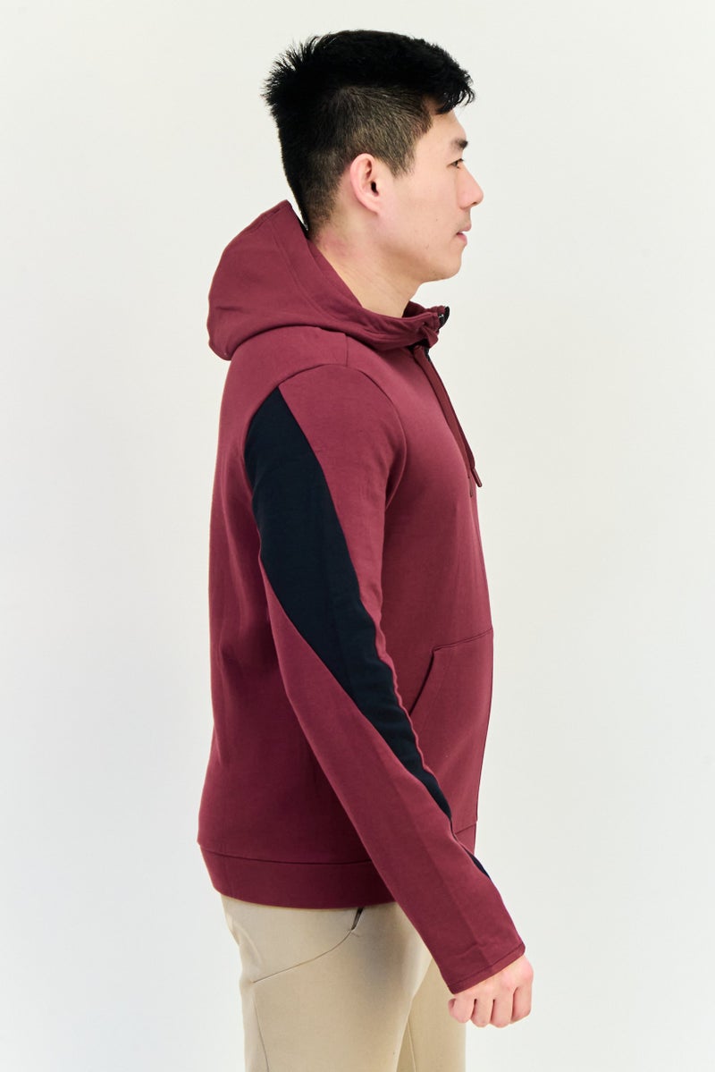 Reebok هودي خارجي بأكمام طويلة للرجال، مارون، بشعار العلامة التجارية للملابس الرياضية - Image 4