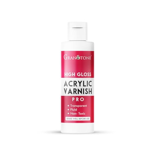 GRANOTONE Clear Coat Acrylic High Gloss Varnish Finish 6.76 fl oz Non Yellowing Non Toxic Anti Crazing 200 ML for Pro Artists Hobby Painters and Kids Made in India - Image 1
