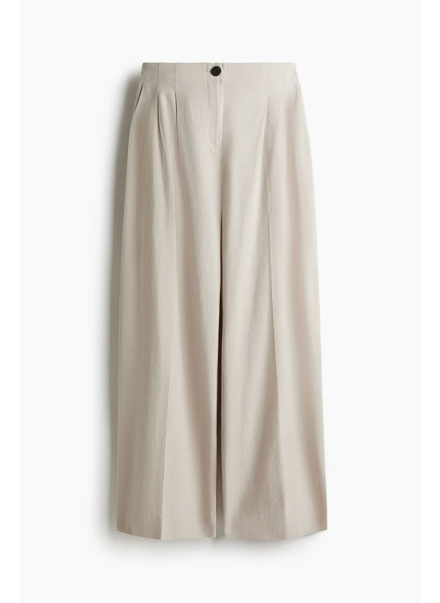 اتش اند ام Wide Linen-Blend Trousers