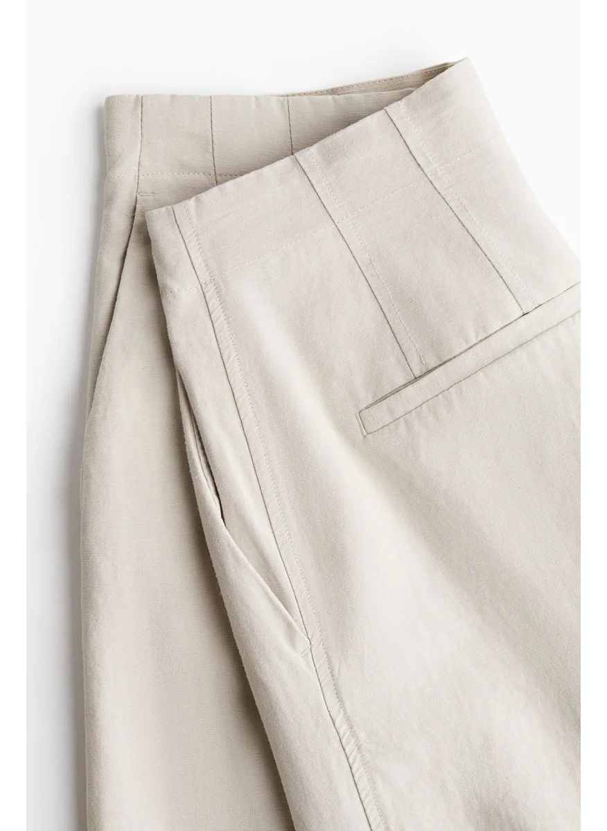 اتش اند ام Wide Linen-Blend Trousers