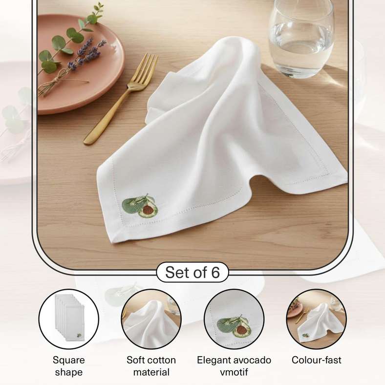 Pan Home Avocado Embroidered Napkin Set for Home - Image 4