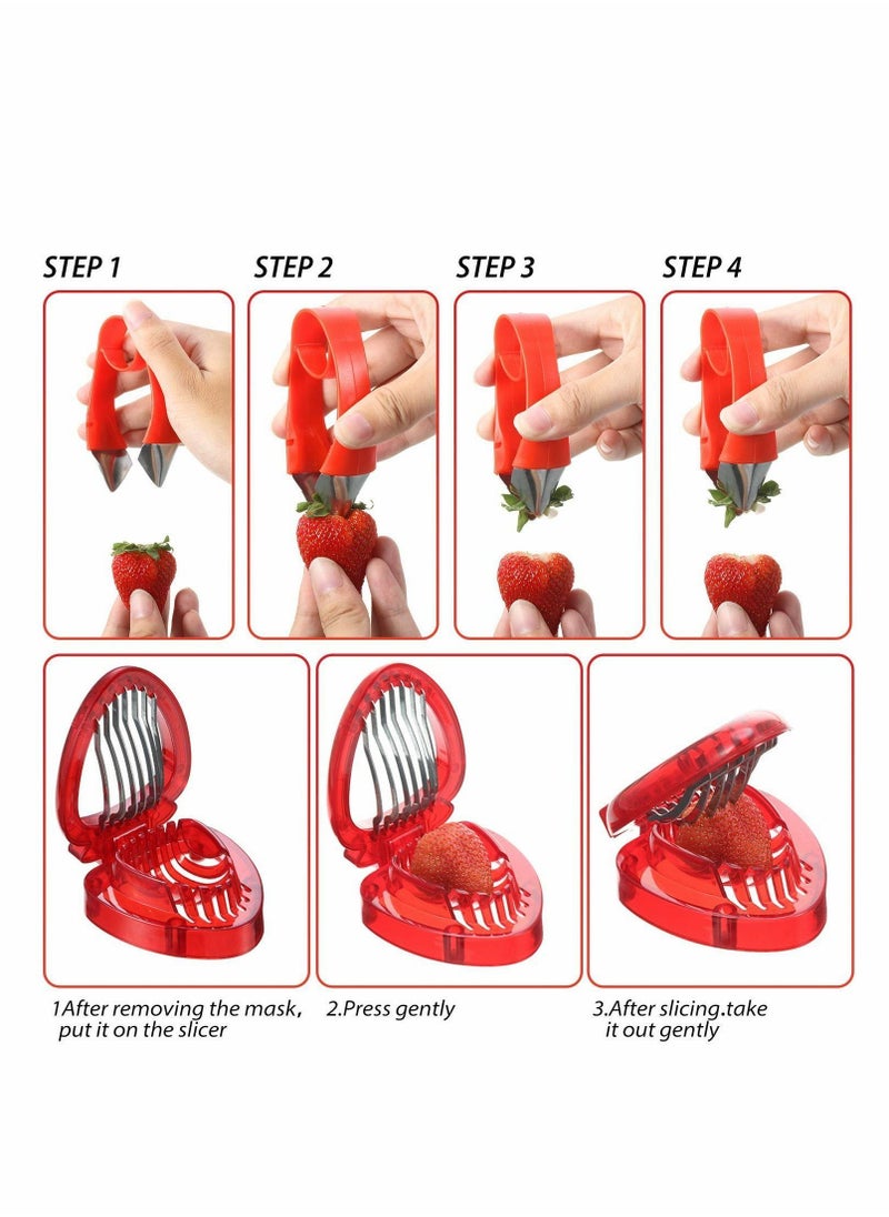 Y&D - Strawberry Slicer Cutter Set, Huller Stem Remover Fruit Leaves Peeling Tool Kitchen Accessories Corer for Tomato Pineapple - 2PCS - Image 1
