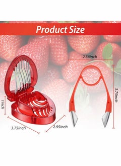 Y&D Strawberry Slicer Cutter Set, Huller Stem Remover Fruit Leaves Peeling Tool Kitchen Accessories Corer for Tomato Pineapple - 2PCS  - Image 2