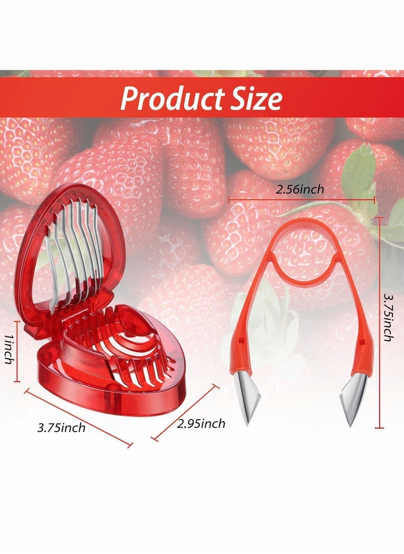 Y&D - Strawberry Slicer Cutter Set, Huller Stem Remover Fruit Leaves Peeling Tool Kitchen Accessories Corer for Tomato Pineapple - 2PCS - Image 1