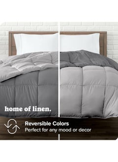Home of linens Cotton - Reversible Heavy Comforter -2.8Kgs - Down Alternative Filling - (For Matress 100cm/120cm) - Size (180cm x 240cm) - Grey x Light Grey  - Image 3