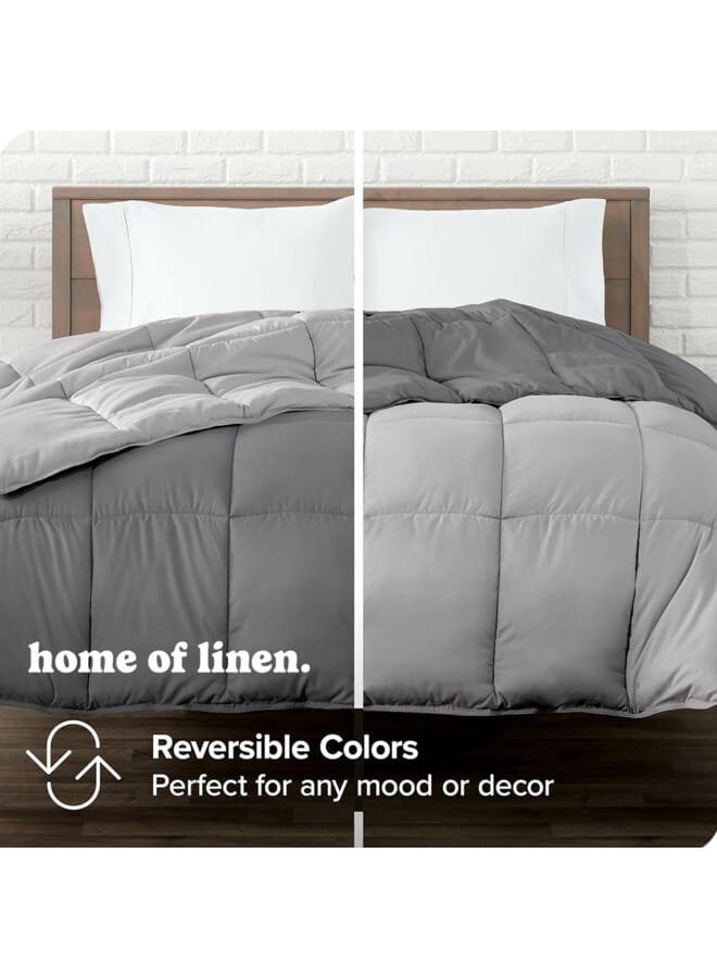هوم اوف لينين قطن - لحاف ثقيل قابل للعكس - 2.8 كجم - حشو بديل للريش - (للفراش 100 سم / 120 سم) - مقاس (180 سم × 240 سم) - رمادي × رمادي فاتح - Image 3