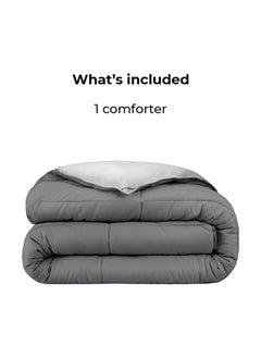 Home of linens Cotton - Reversible Heavy Comforter -2.8Kgs - Down Alternative Filling - (For Matress 100cm/120cm) - Size (180cm x 240cm) - Grey x Light Grey  - Image 4
