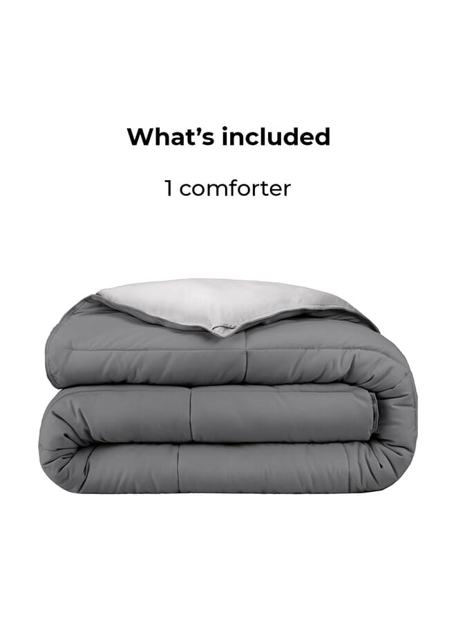 هوم اوف لينين قطن - لحاف ثقيل قابل للعكس - 2.8 كجم - حشو بديل للريش - (للفراش 100 سم / 120 سم) - مقاس (180 سم × 240 سم) - رمادي × رمادي فاتح - Image 4