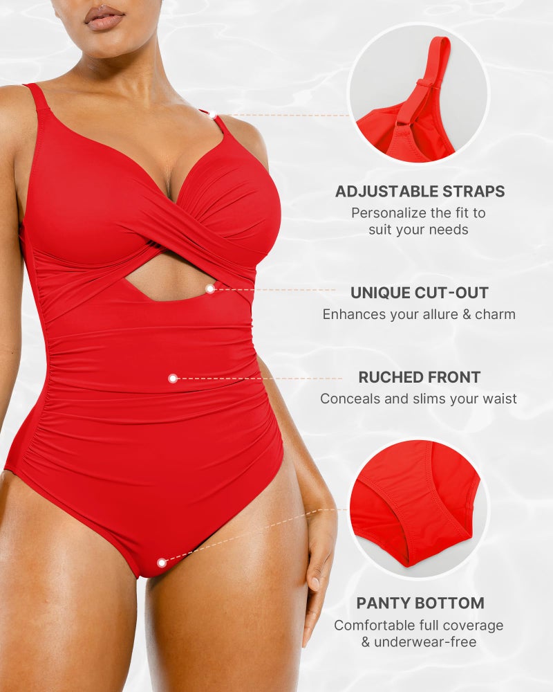 SHAPELLX Tummy Control Swimsuits Women Red Swimsuits Women Bathing Suit Slimming Swimwear(Red,X-Large) - Image 4