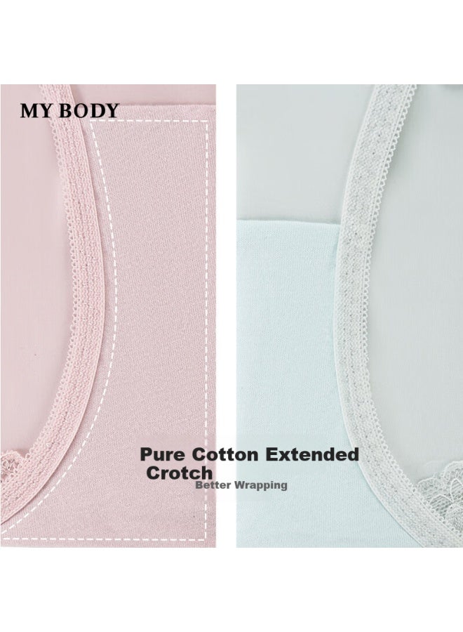 Mybody Women's Cotton Panties 4-pack, Cream + Peach + Light Blue + White - Image 3
