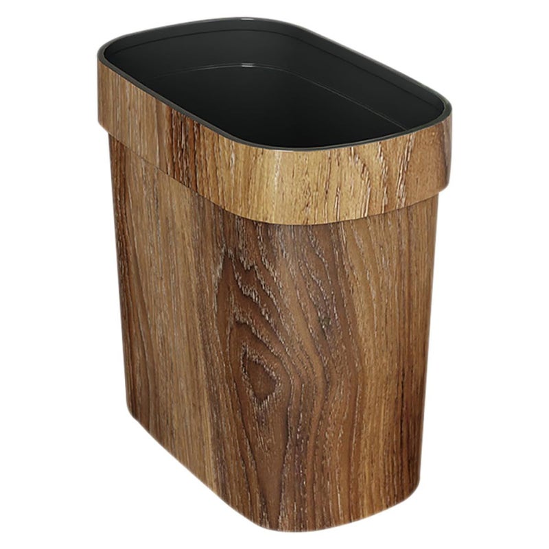 Narrow Kitchen Trash Can Imitation Wood Grain Large Capacity Waste Bin For Home Bathroom Office - Image 2