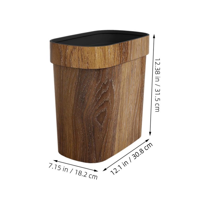 Narrow Kitchen Trash Can Imitation Wood Grain Large Capacity Waste Bin For Home Bathroom Office - Image 3