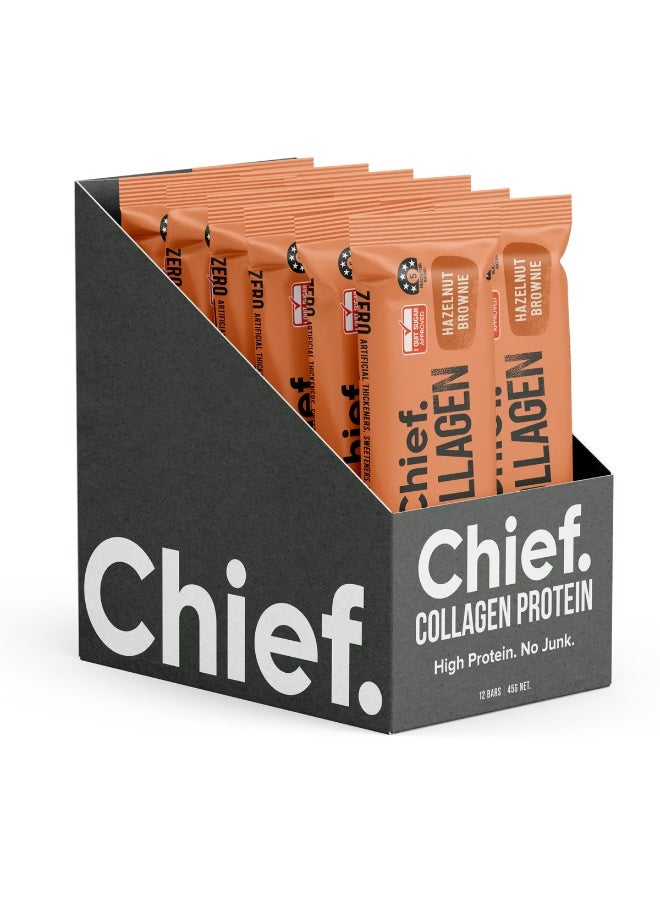 Chief Collagen Protein Bars – Hazelnut Brownie (12 Bars) - Image 1