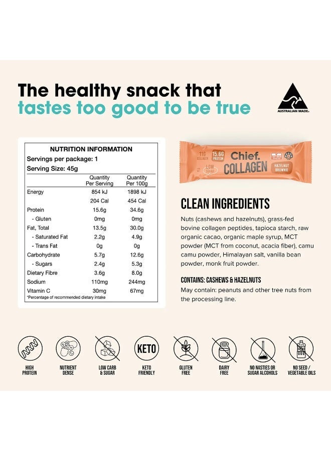 Chief Collagen Protein Bars – Hazelnut Brownie (12 Bars) - Image 4