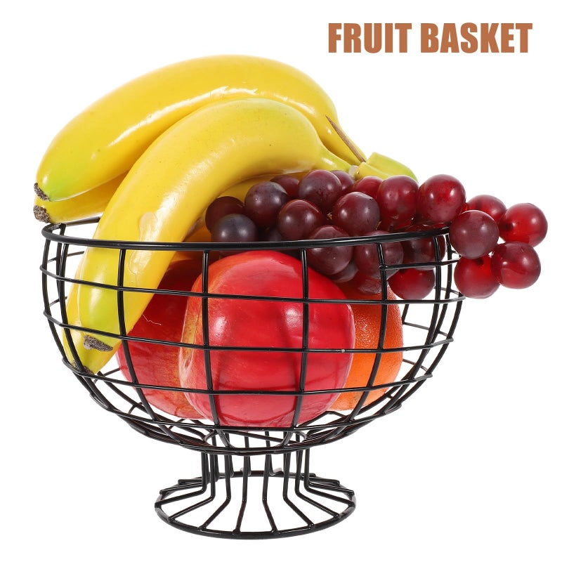 Metal Fruit Basket Kitchen Countertop Organizer Black Steel Vegetable Snack Holder - Image 4
