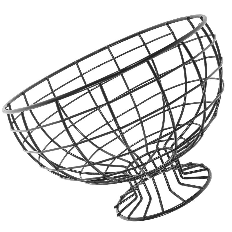 Metal Fruit Basket Kitchen Countertop Organizer Black Steel Vegetable Snack Holder - Image 2