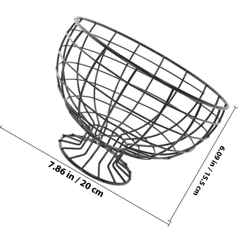 Metal Fruit Basket Kitchen Countertop Organizer Black Steel Vegetable Snack Holder - Image 3