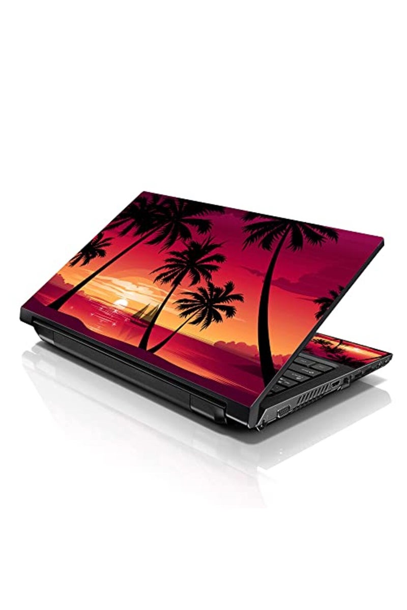LSS 17 17.3 Inches Laptop Notebook Skin Sticker with 2 Wrist Pads - Reusable Cover Protector Vinyl Sticker Cover Decal Fits 17" - 19" HP Dell Lenovo Apple Asus Acer - Hawaiian Paradise Palm Tree - Image 1