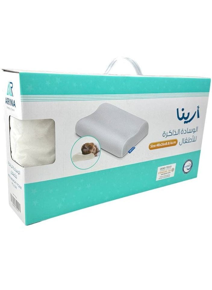 ARINA - A Comfortable Orthopedic Pillow Contour That Supports Kids's Head While Sleeping Made Of Soft Memory Foam - Size 48*8.8*26cm - Image 1