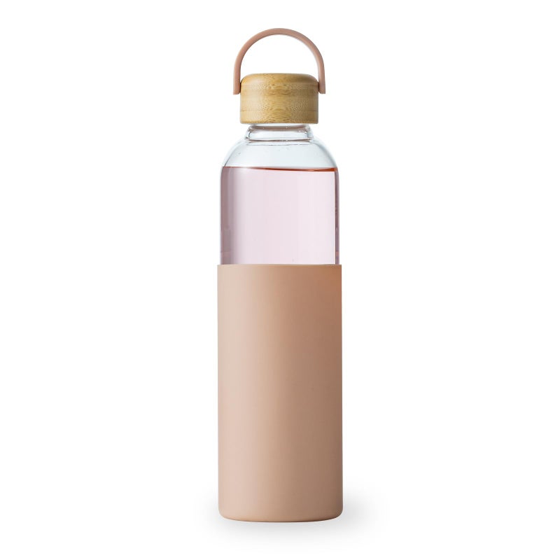 wangsdjy 34oz Glass Water Bottles with Silicone Sleeve, BPA Free Water Bottle Glass with Leak-Proof Lid, Reusable Water Bottle for Hot & Cold, Ideal for Hiking Travel Gym office (Pink) - Image 1