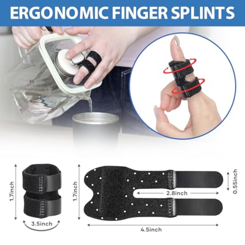 Trigger Finger Splint: 5-Piece Black Breathable Fabric Set - Adjustable Rigid Orthopedic Support Finger Brace for Arthritis, Broken Finger Recovery and Daily Hand Therapy - Image 4