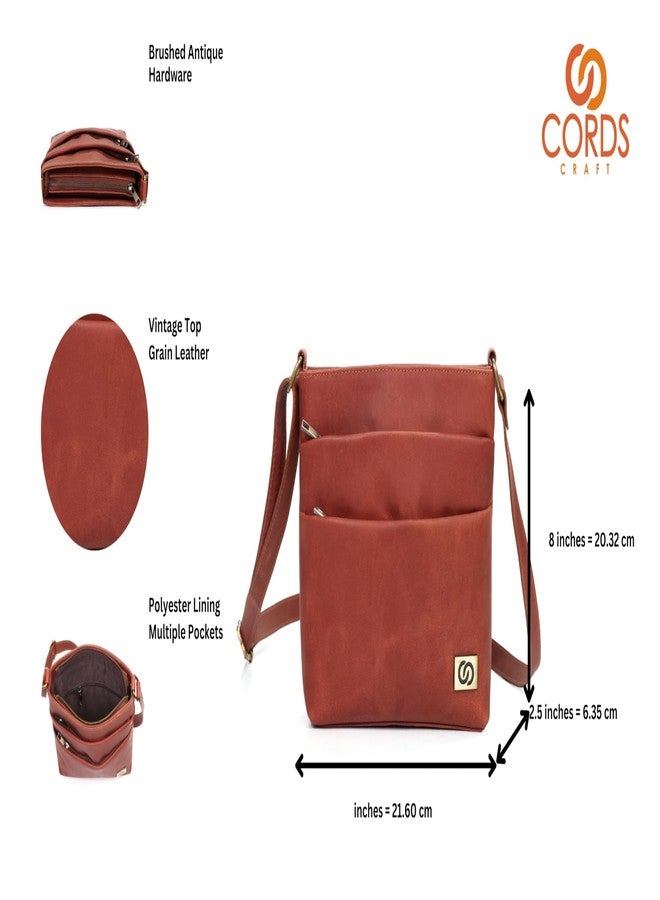 cords craft Vintage Cross Body Leather Bag, Leather Sling Crossbody Bag for Women & Girl, Rustic Color Vintage Look - Image 4