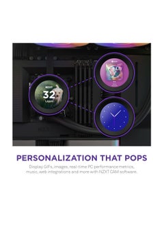 NZXT نظام التبريد السائل NZXT كراكن إلت RGB 360 - RL-KR36E-B1 - 360 مم AIO لوحدة المعالجة المركزية - شاشة LCD قابلة للتخصيص قياس 2.36 بوصة للصور المتحركة والصور ومؤشرات الأداء - مضخة عالية الأداء - 3 مراوح F120 RGB أساسية - سوداء  - Image 2