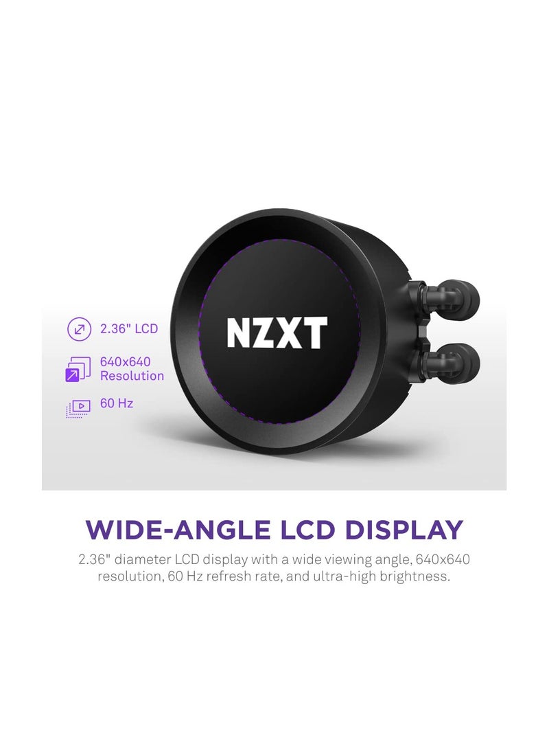 NZXT - NZXT Kraken Elite RGB 360 - RL-KR36E-B1 - 360mm AIO CPU Liquid Cooler - Customizable 2.36" LCD Display for GIFS, Images, Performance Metrics - High-Performance Pump - 3 x F120 RGB Core Fans - Black - Image 1