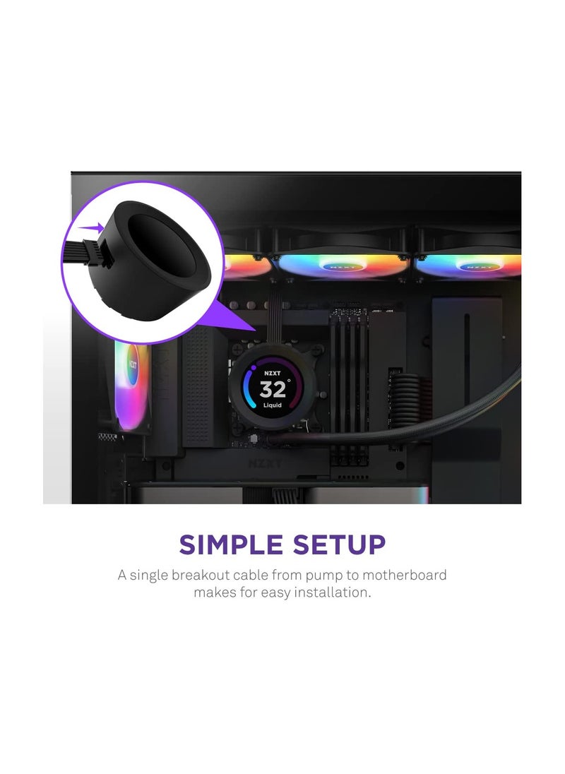 NZXT - NZXT Kraken Elite RGB 360 - RL-KR36E-B1 - 360mm AIO CPU Liquid Cooler - Customizable 2.36" LCD Display for GIFS, Images, Performance Metrics - High-Performance Pump - 3 x F120 RGB Core Fans - Black - Image 1