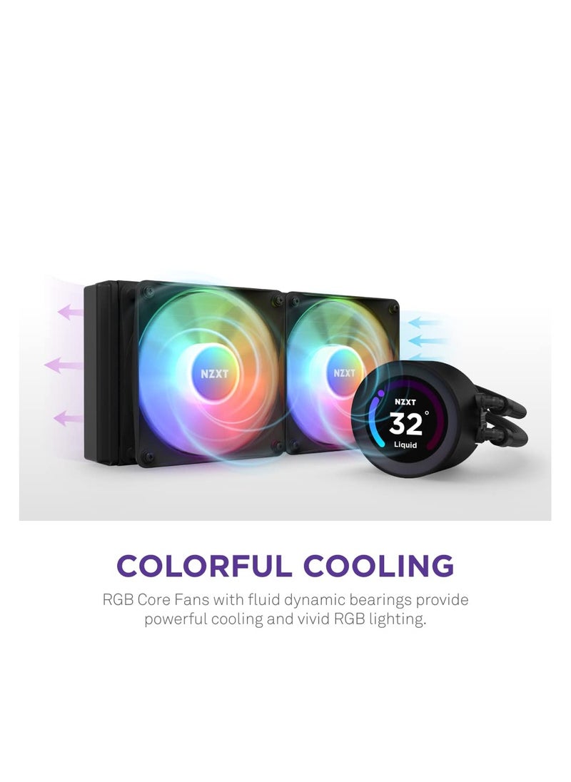 NZXT - NZXT Kraken Elite RGB 360 - RL-KR36E-B1 - 360mm AIO CPU Liquid Cooler - Customizable 2.36" LCD Display for GIFS, Images, Performance Metrics - High-Performance Pump - 3 x F120 RGB Core Fans - Black - Image 1