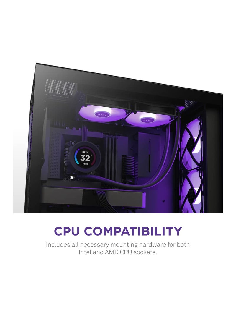 NZXT - NZXT Kraken Elite RGB 360 - RL-KR36E-B1 - 360mm AIO CPU Liquid Cooler - Customizable 2.36" LCD Display for GIFS, Images, Performance Metrics - High-Performance Pump - 3 x F120 RGB Core Fans - Black - Image 1