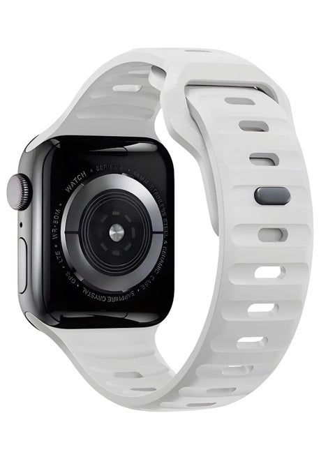 Compatible with Apple Watch Band 49mm 46mm 45mm 44mm 42mm Bands for Men Women, Unique Rugged Design Silicone Wristband Strap for iWatch Ultra 2/1 Series 10/9/8/7/6/5/4/3/2/1/SE White