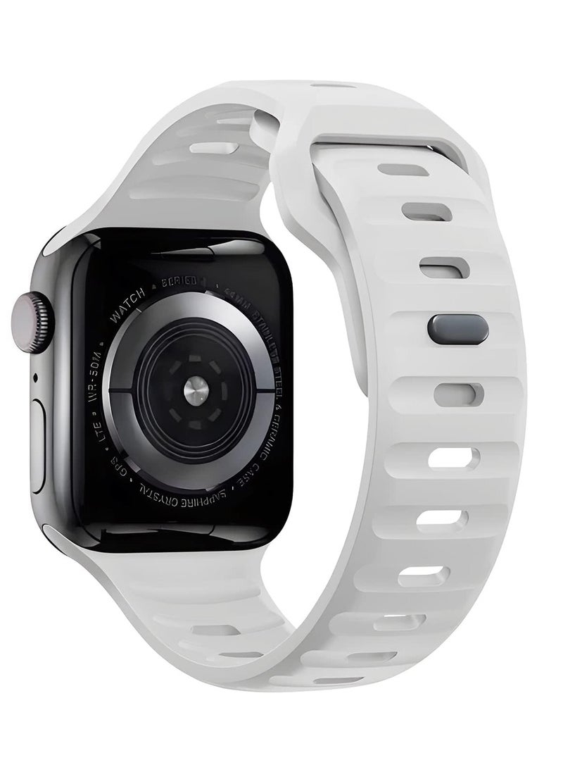 Generic - Compatible with Apple Watch Band 49mm 46mm 45mm 44mm 42mm Bands for Men Women, Unique Rugged Design Silicone Wristband Strap for iWatch Ultra 2/1 Series 10/9/8/7/6/5/4/3/2/1/SE White - Image 1