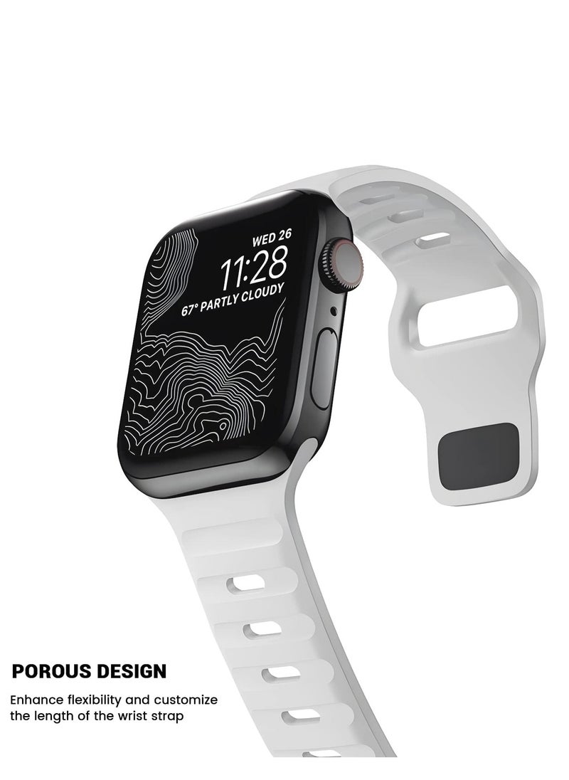 Generic - Compatible with Apple Watch Band 49mm 46mm 45mm 44mm 42mm Bands for Men Women, Unique Rugged Design Silicone Wristband Strap for iWatch Ultra 2/1 Series 10/9/8/7/6/5/4/3/2/1/SE White - Image 1