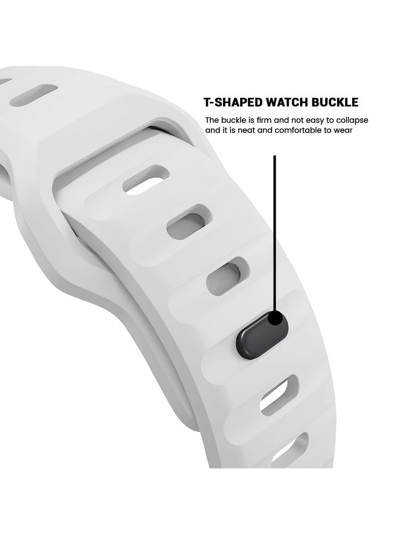 Generic - Compatible with Apple Watch Band 49mm 46mm 45mm 44mm 42mm Bands for Men Women, Unique Rugged Design Silicone Wristband Strap for iWatch Ultra 2/1 Series 10/9/8/7/6/5/4/3/2/1/SE White - Image 1