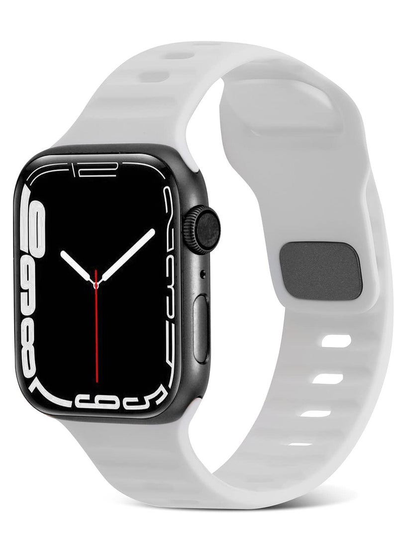 Generic - Compatible with Apple Watch Band 49mm 46mm 45mm 44mm 42mm Bands for Men Women, Unique Rugged Design Silicone Wristband Strap for iWatch Ultra 2/1 Series 10/9/8/7/6/5/4/3/2/1/SE White - Image 1