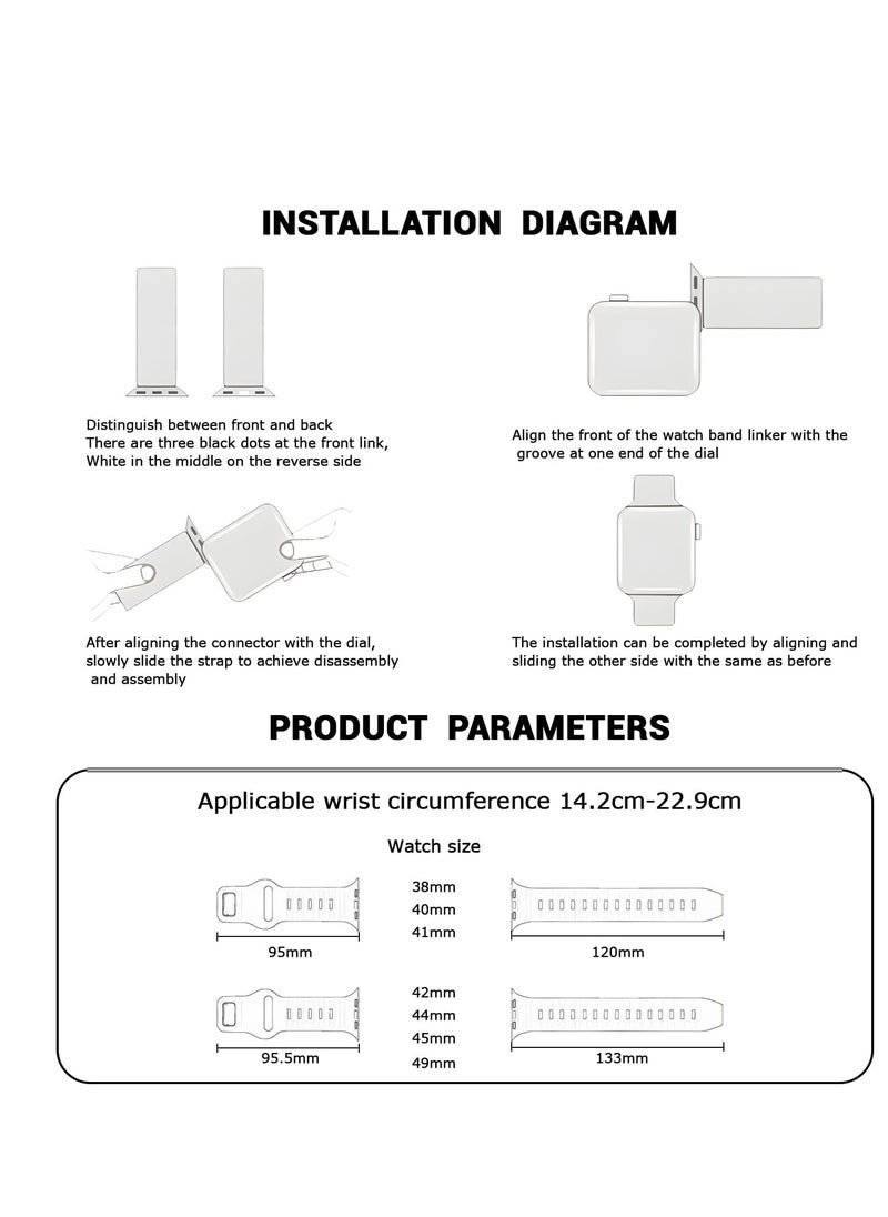 Generic - Compatible with Apple Watch Band 49mm 46mm 45mm 44mm 42mm Bands for Men Women, Unique Rugged Design Silicone Wristband Strap for iWatch Ultra 2/1 Series 10/9/8/7/6/5/4/3/2/1/SE White - Image 1