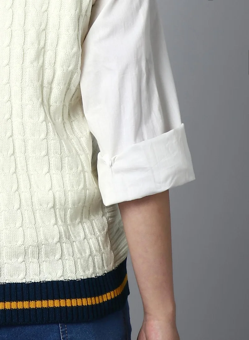 HIGH STAR White Women's White 100% Acrylic Regular Fit Sweater for Women | Best Price UAE