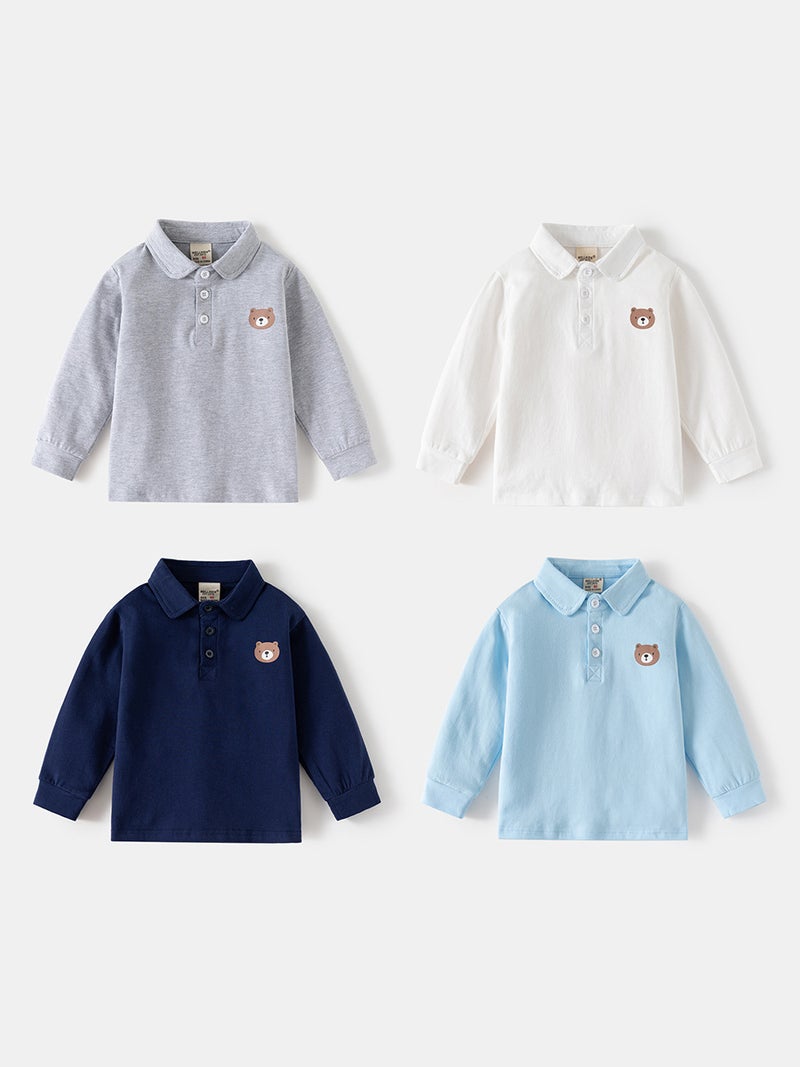 Children'S Wear Boys' Base Shirt Children'S Long-Sleeved T-Shirt 2025 Spring New Polo Shirt Baby'S All-Match Top - Image 2