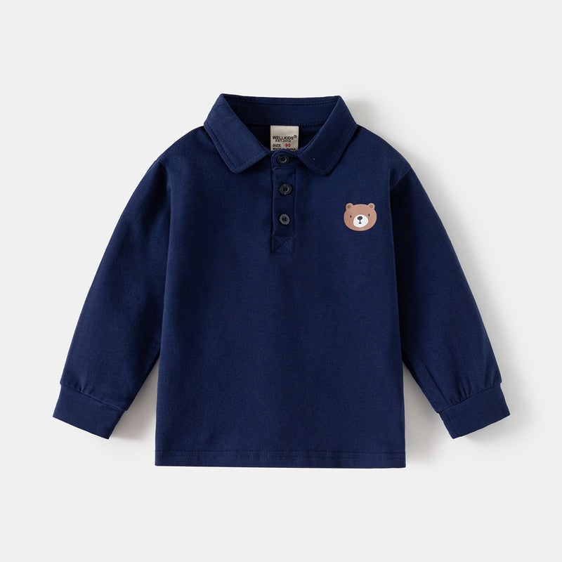 Children'S Wear Boys' Base Shirt Children'S Long-Sleeved T-Shirt 2025 Spring New Polo Shirt Baby'S All-Match Top - Image 1