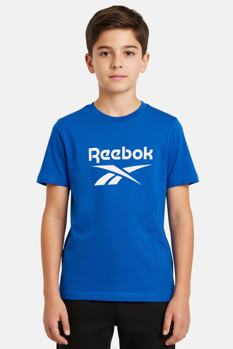 Reebok Kids Boy Sportswear Fit Short Sleeve Outdoor T-Shirt, Blue - Image 1