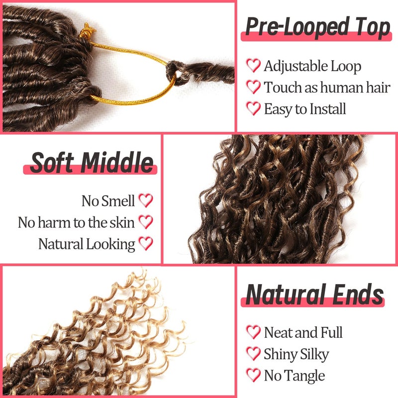 AMUMI Goddess Locs Crochet Hair-24 Inch 8 Packs Boho Faux Locs Crochet Hair for Black Women Pre Looped Soft Locs with Curly Ends (T27, 24 Inch(Pack of 8)) - Image 3