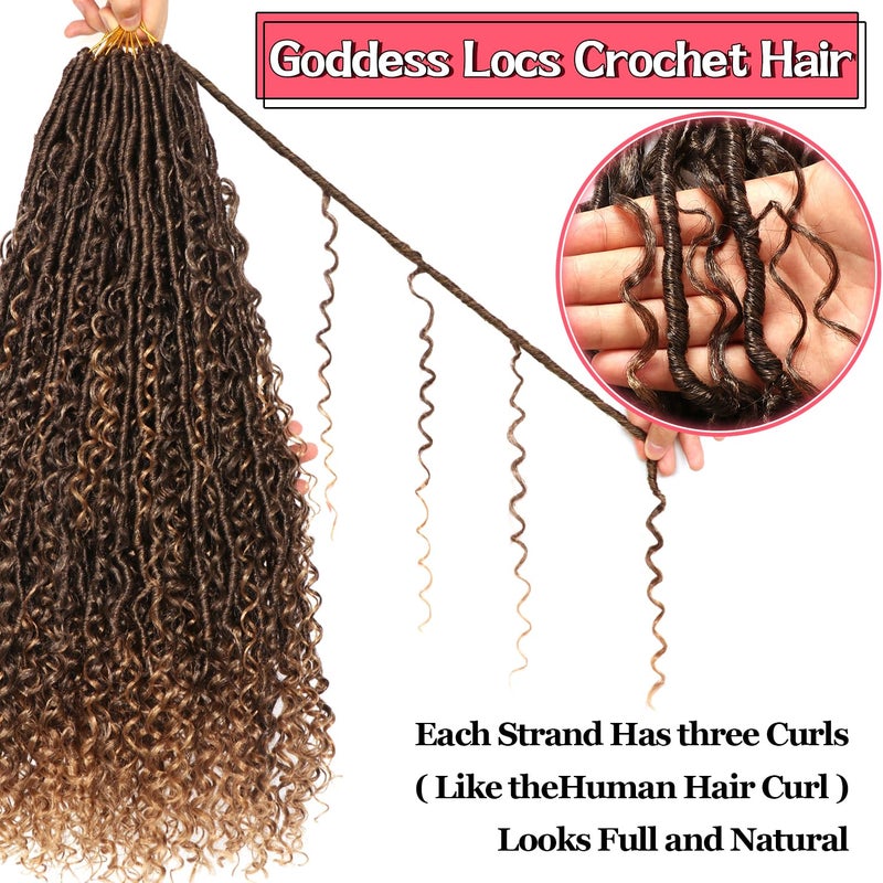 AMUMI Goddess Locs Crochet Hair-24 Inch 8 Packs Boho Faux Locs Crochet Hair for Black Women Pre Looped Soft Locs with Curly Ends (T27, 24 Inch(Pack of 8)) - Image 5