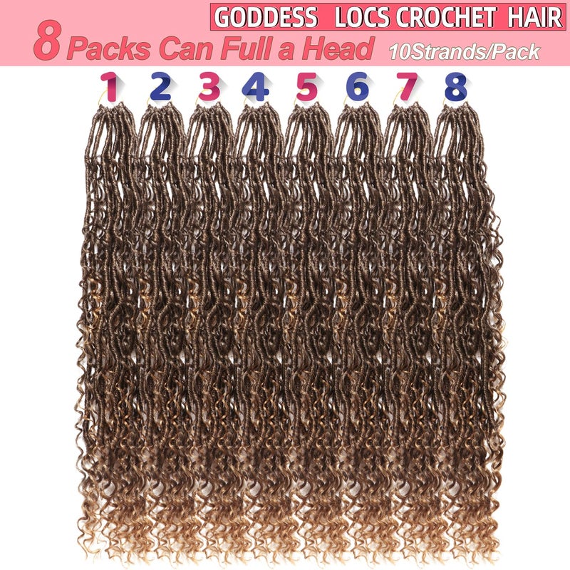 AMUMI Goddess Locs Crochet Hair-24 Inch 8 Packs Boho Faux Locs Crochet Hair for Black Women Pre Looped Soft Locs with Curly Ends (T27, 24 Inch(Pack of 8)) - Image 4