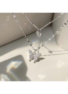 202 New Double-layer Butterfly Sterling Silver Necklace For Women Niche Design High-grade Clavicle Chain Jewelry Pendant