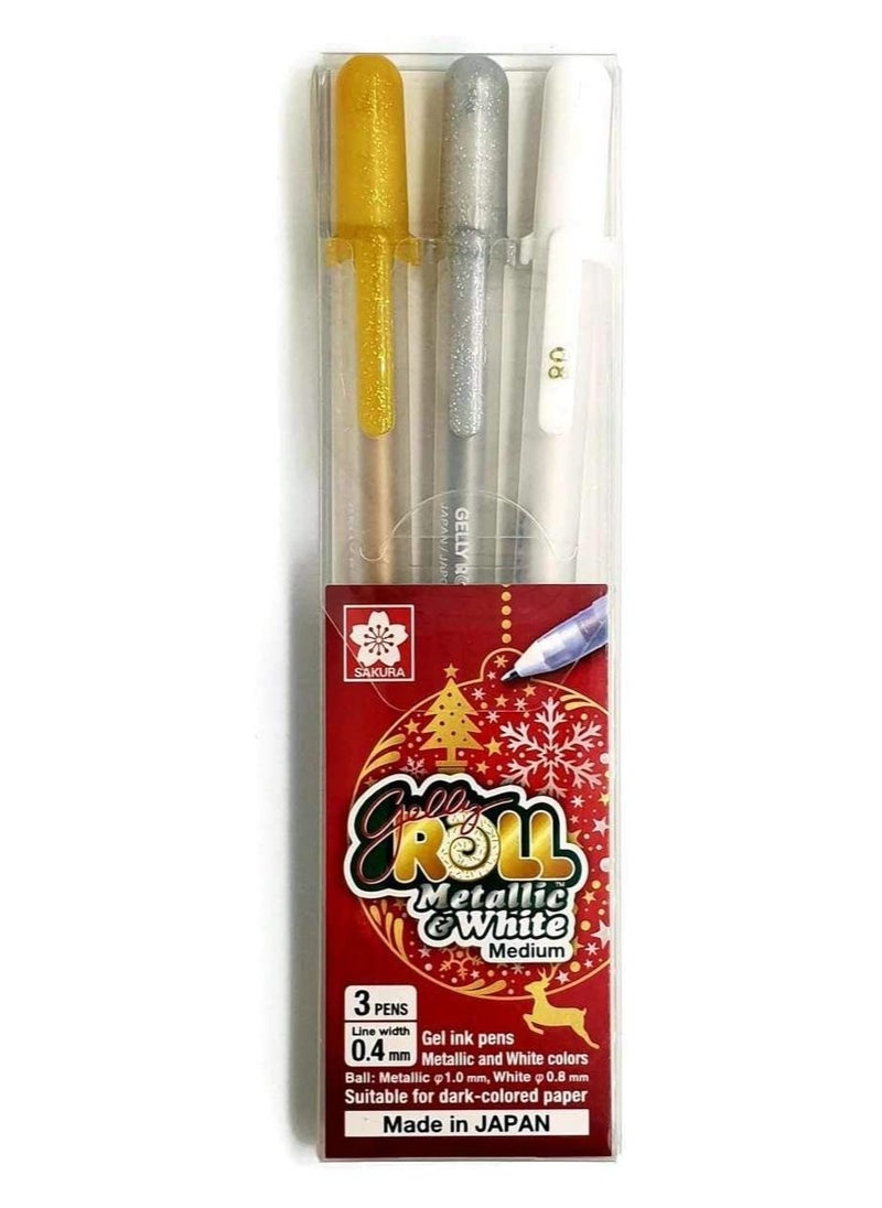 SAKURA SAKURA Gelly Roll Metallic And White 3 Pen Set  - Image 1