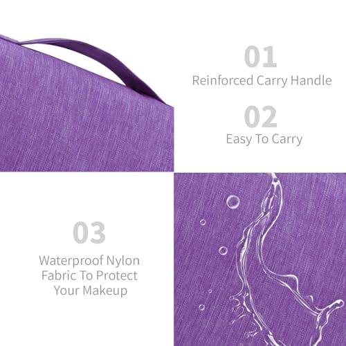Lcsmaokin Large Capacity Toiletry Bag Travel Bag with Hanging Hook for Men and Women Waterproof Travel Cosmetic Bag Bathroom Storage Bag for Brushes Set, Full-Sized Shampoo, Toiletries, (Purple) - Image 3