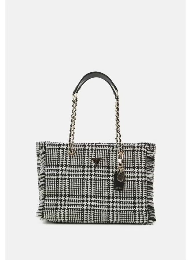 GUESS Cessily Tote Handbag Black & White for Women - Image 1