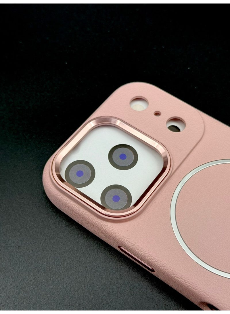 general Premium MagSafe Leather Texture Case for iPhone 17 Pro Max – Shockproof, Slim & Magnetic Wireless Charging Compatible (Light Pink) - Image 3