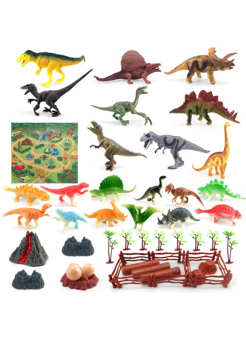 Jurassic Tyrannosaurus Stegosaurus Brachiosaurus Triceratops Dinosaur Simulation Toy Model Ornaments Teaching Aids Cognition-Color:English Packaging Of 52-piece Flying Machine Box With Scene